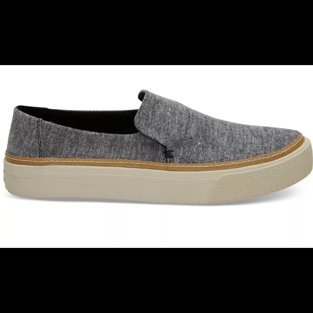 Toms Sunset Black Slub Chambray Slip on ShoesUS #7